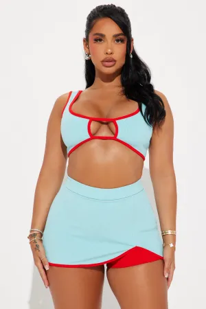 Alexandra Snatched Skort Set - Turquoise/combo