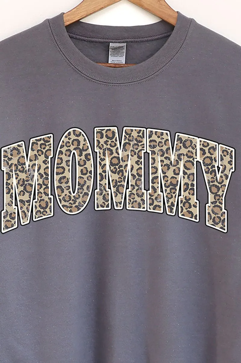 Arched Mommy Leopard Heavy-weight Crew Sweatshirt