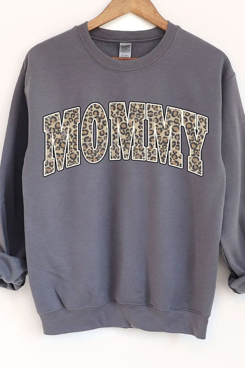 Arched Mommy Leopard Heavy-weight Crew Sweatshirt