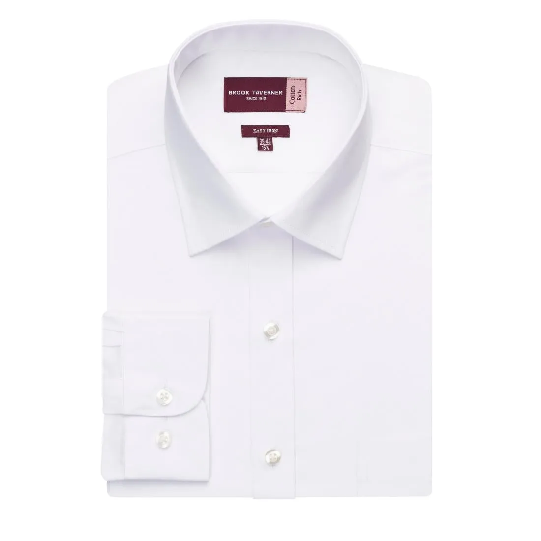 BA084-17 Brook Taverner Mens Rapino Long Sleeve Shirt White 17"