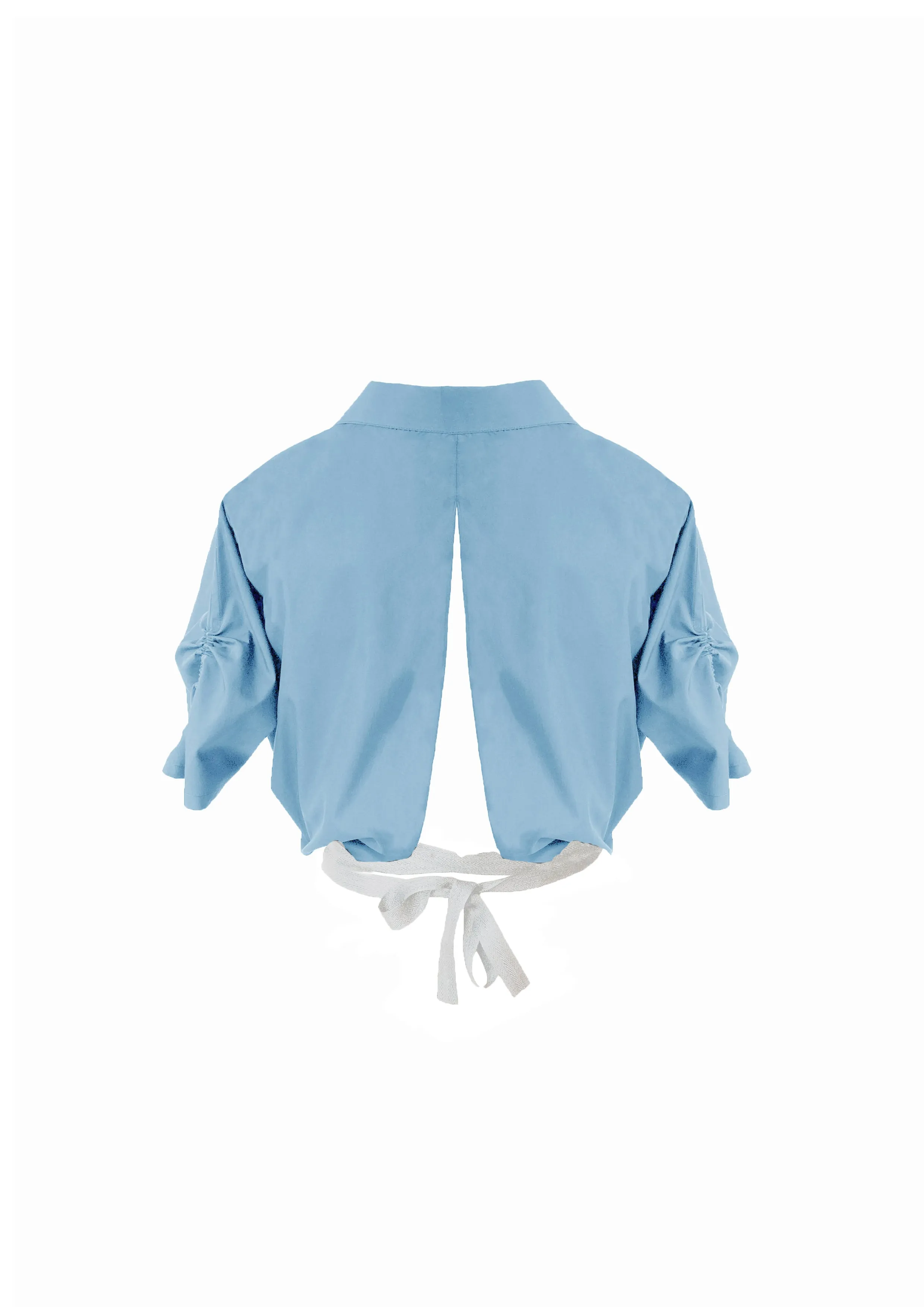 Baby Blue Cotton Wrap Around Ribbon Shirt