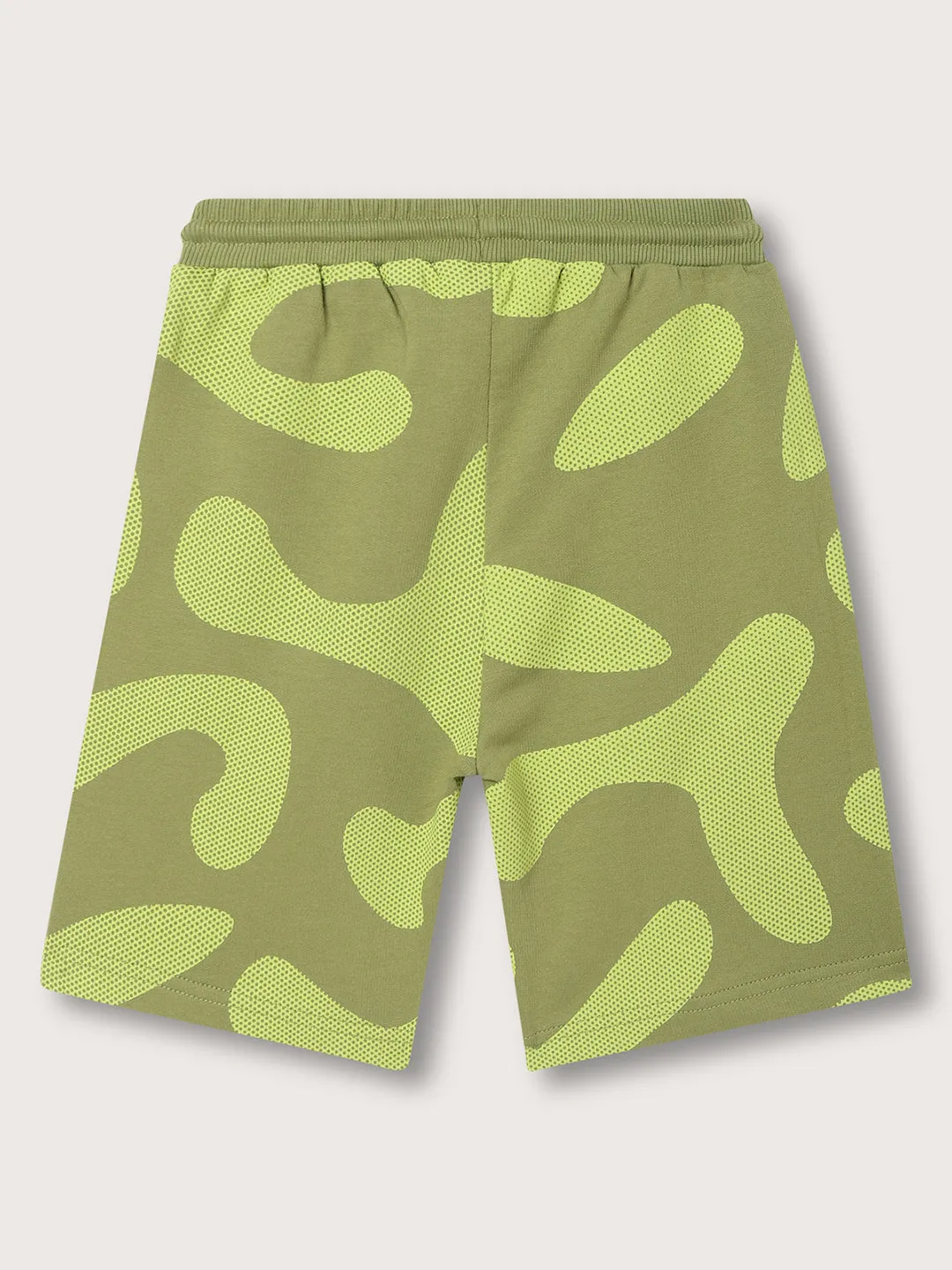 Blue Giraffe Boys Olive Printed Regular Fit Shorts