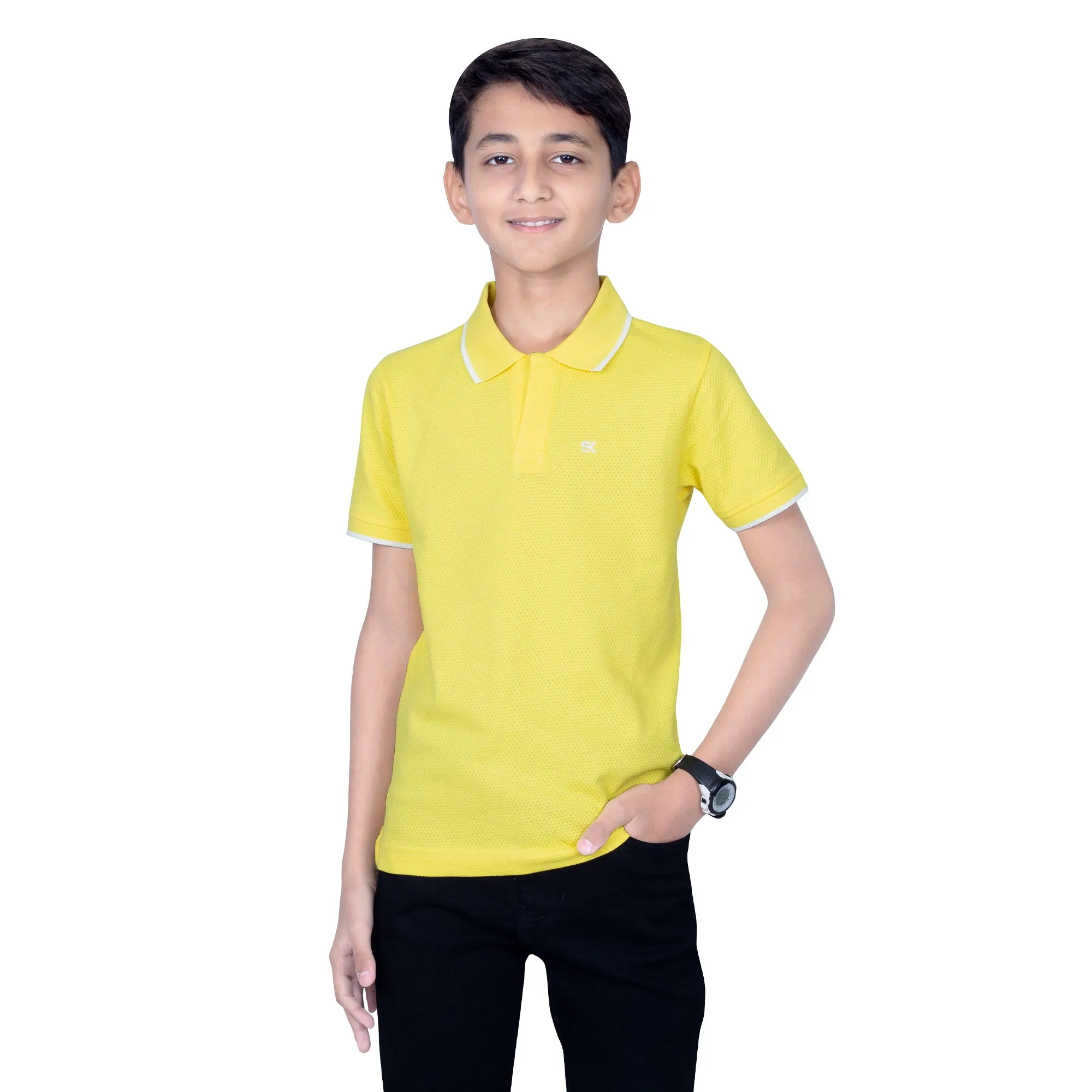 Boys Pop Yellow Comfort Cotton Polo T-Shirt