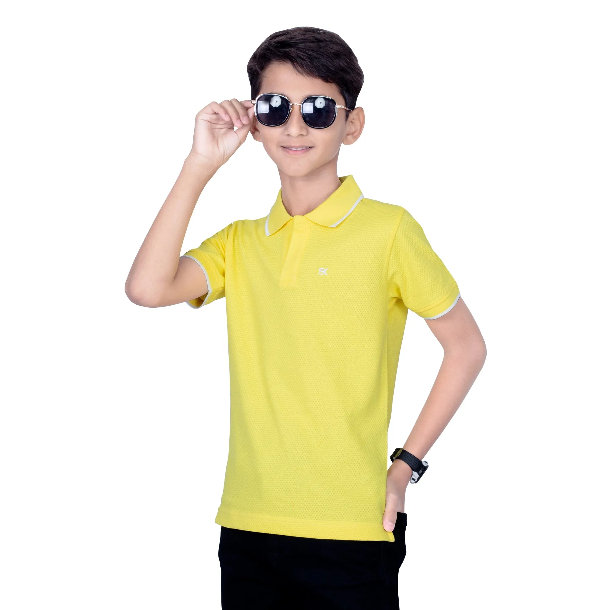 Boys Pop Yellow Comfort Cotton Polo T-Shirt