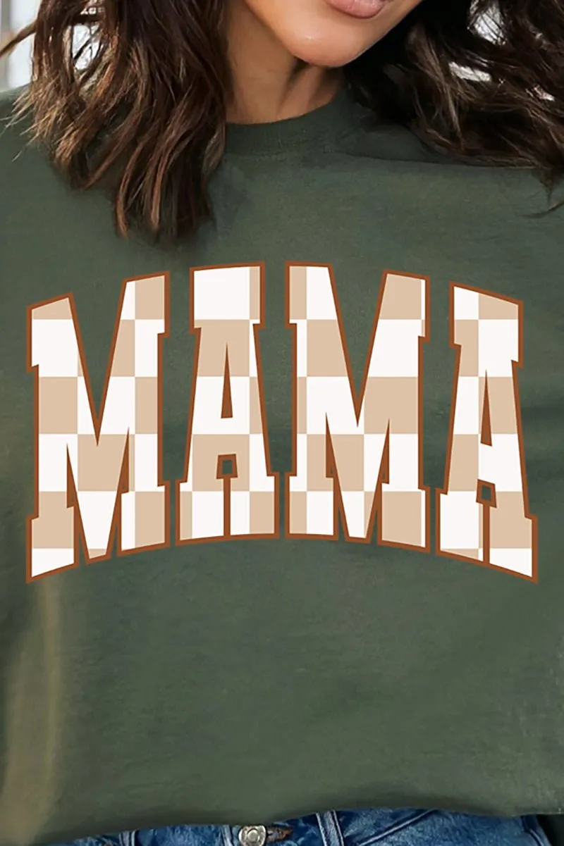 Checkerboard Mama Heavy-weight Crew Sweatshirt