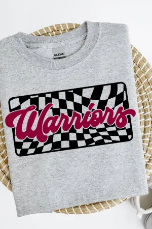 Checkered Warriors Maroon Sleeve Relaxed Fit T-Shirt