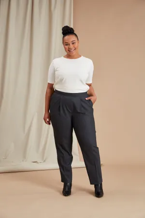 Cindy High Waist Trousers Grey Melange