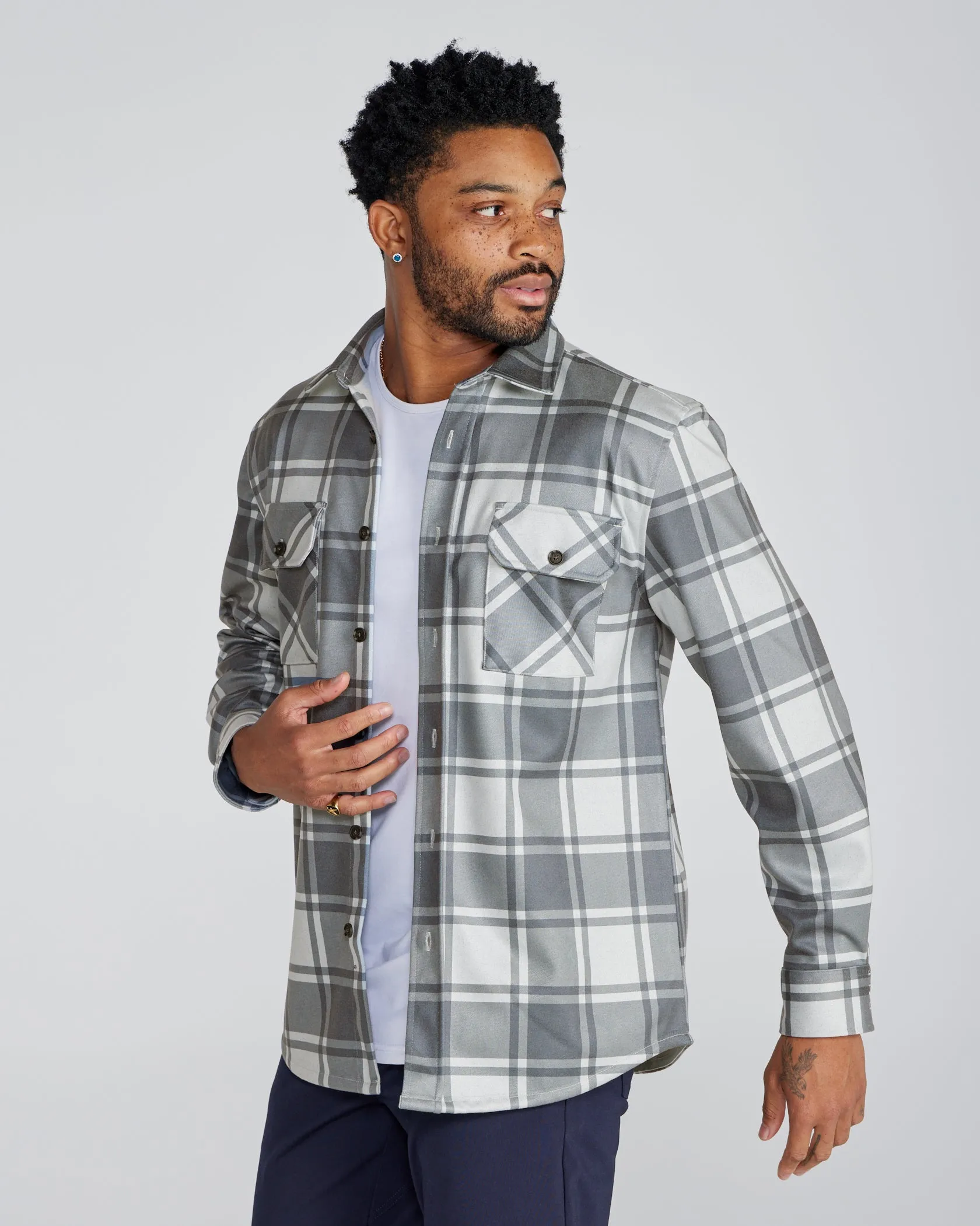 Coastal Overshirt - Ombre Plaid