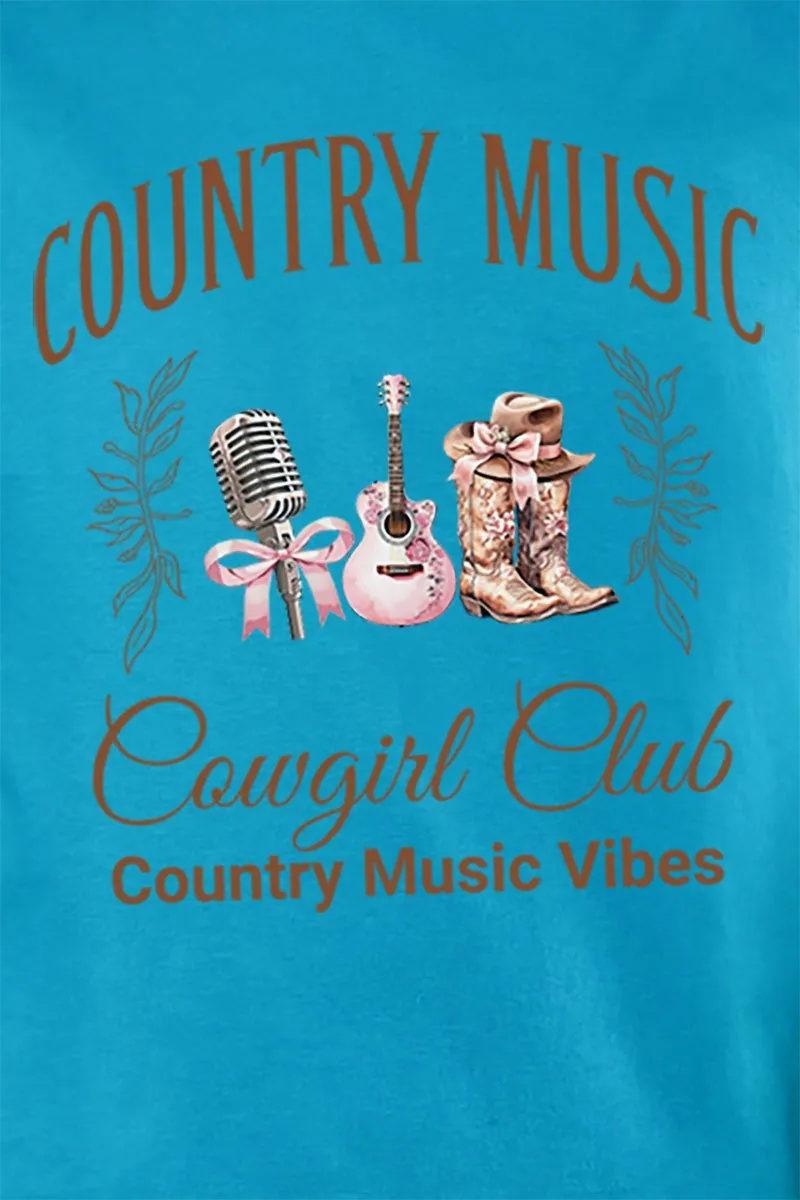 Country Music Cowgirl Club Short Sleeve Relaxed Fit T-Shirt