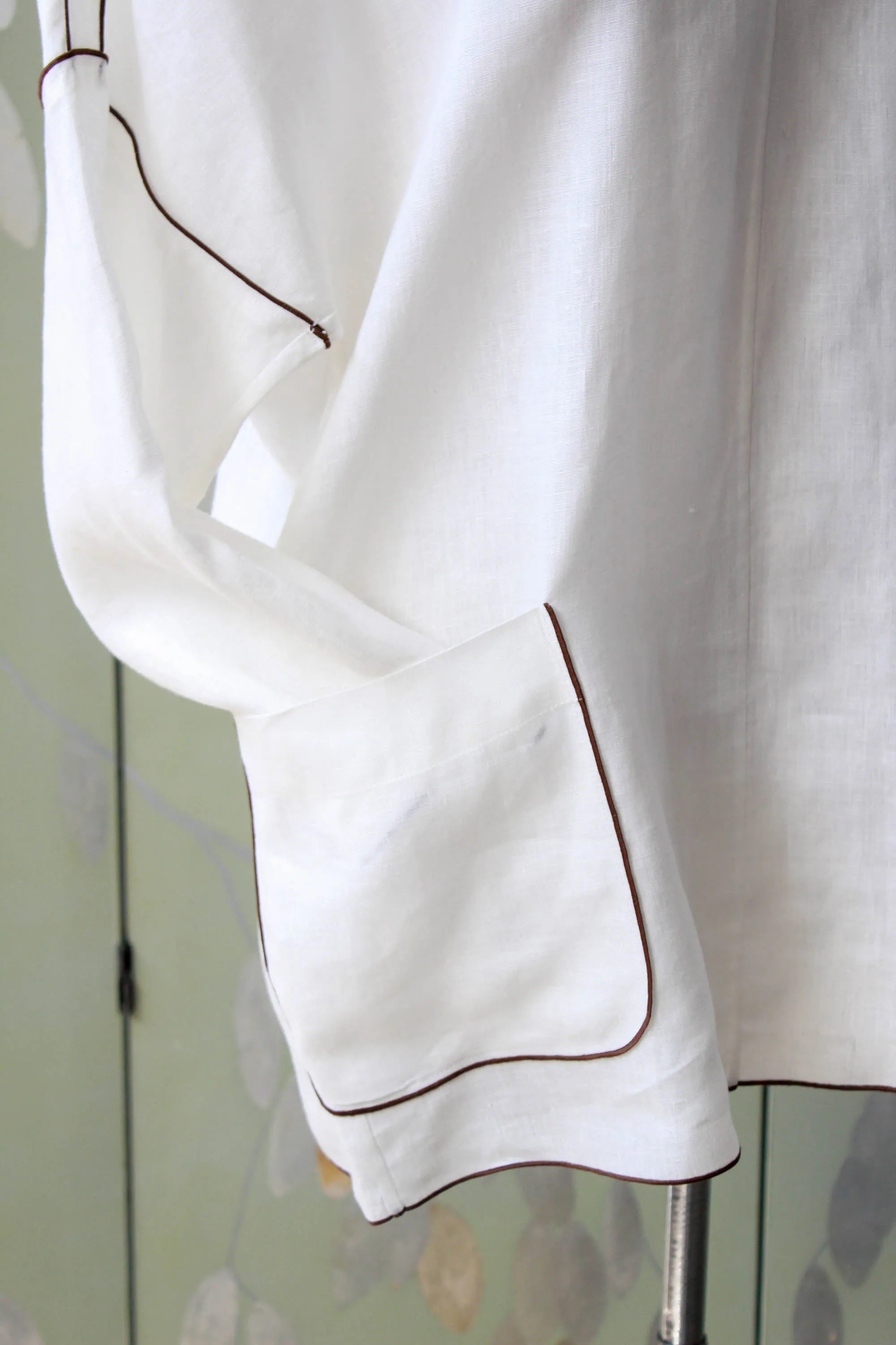 Cream Linen Minimalist Tunic, Made in Italy, Large