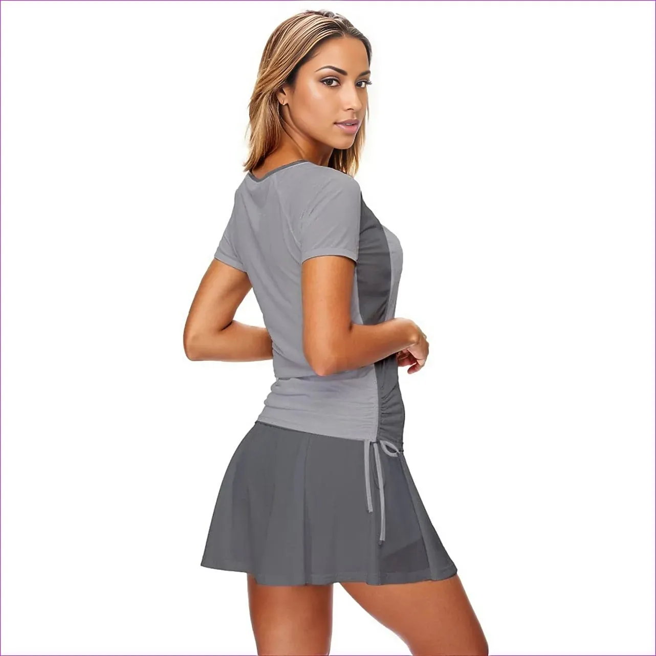 Deity Gray Color Block Womens Sports Wear Set