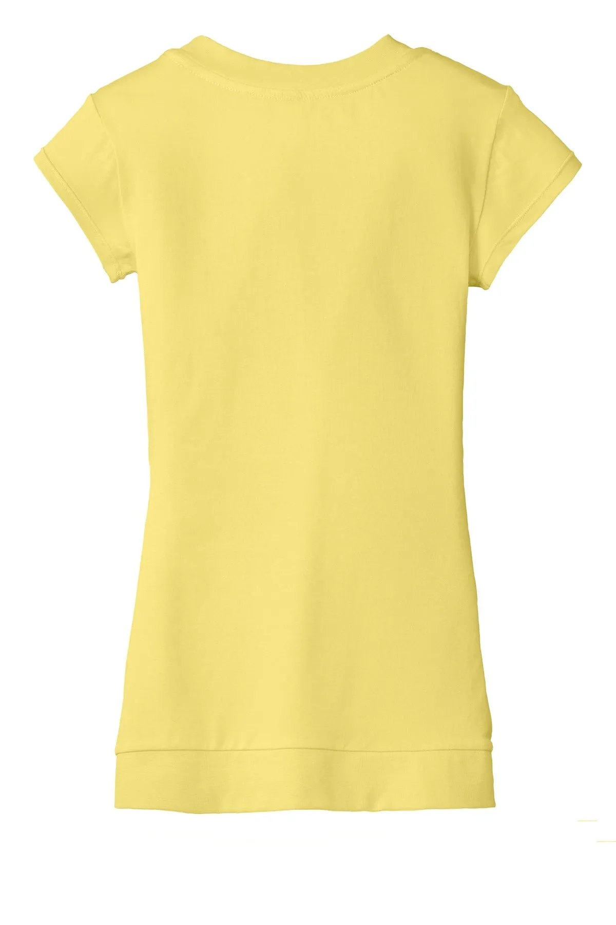 District - Juniors Cotton/Spandex Banded V-Neck Tee. DT247