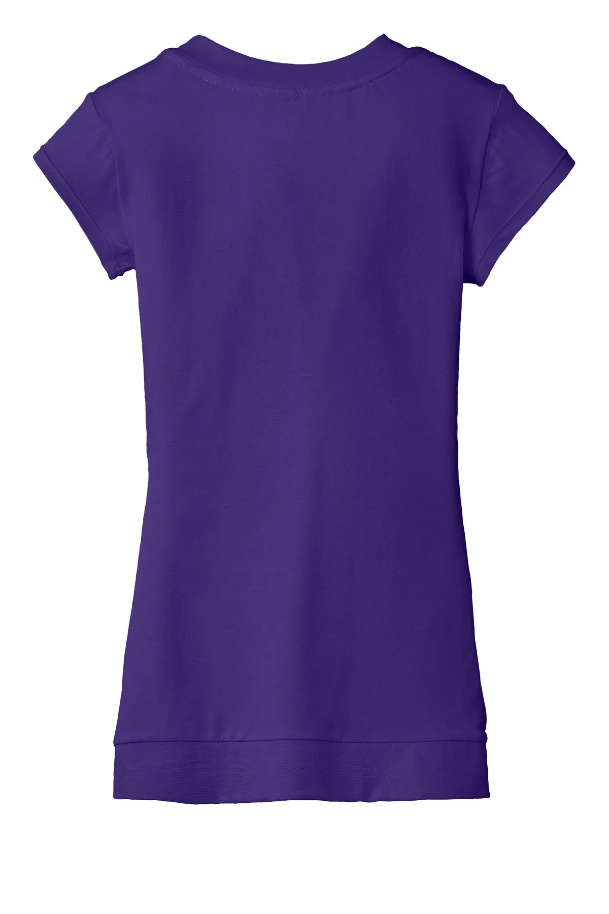 District - Juniors Cotton/Spandex Banded V-Neck Tee. DT247