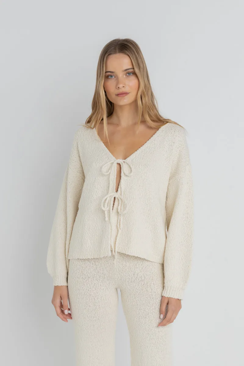 Emmie Tie Front Knit Natural