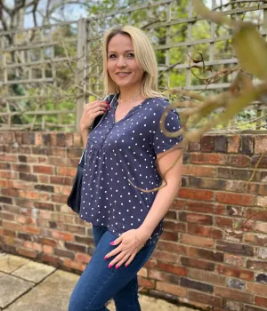 Ex Seasalt Navy Sponge Spot Cassandra Top