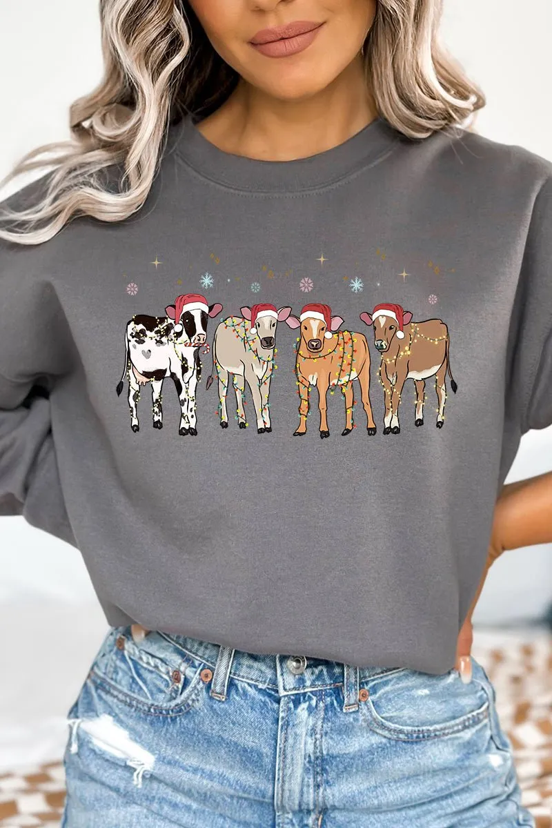 Farm Animals Country Christmas Heavy-weight Crew Sweatshirt