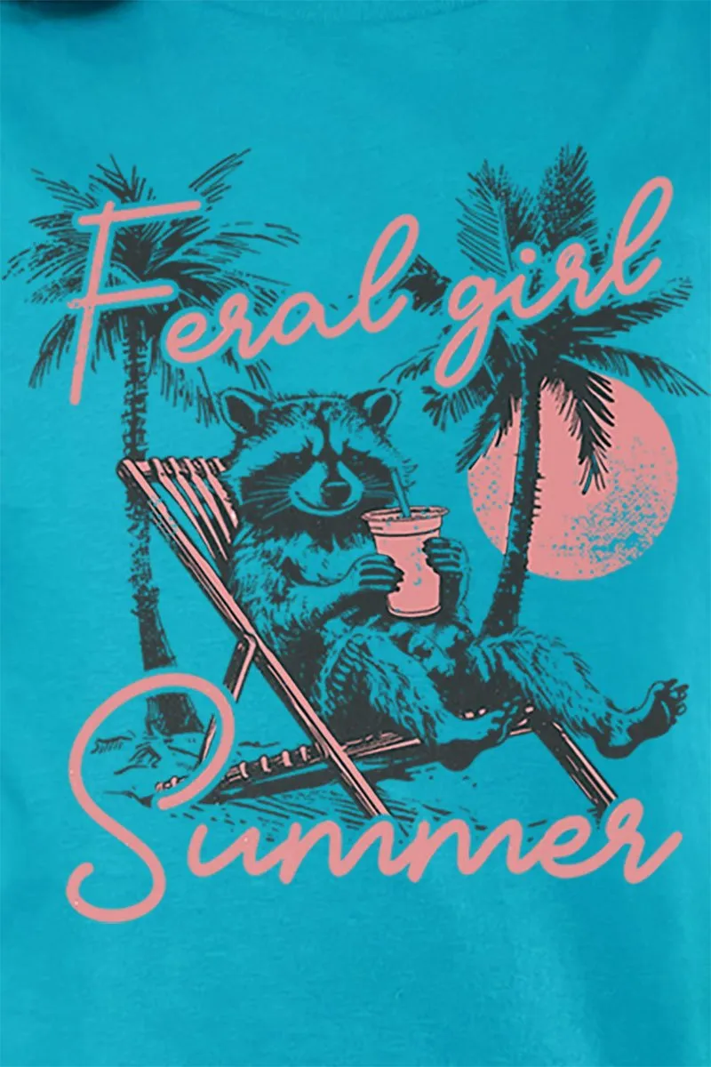 Feral Girl Summer Short Sleeve Relaxed Fit T-Shirt