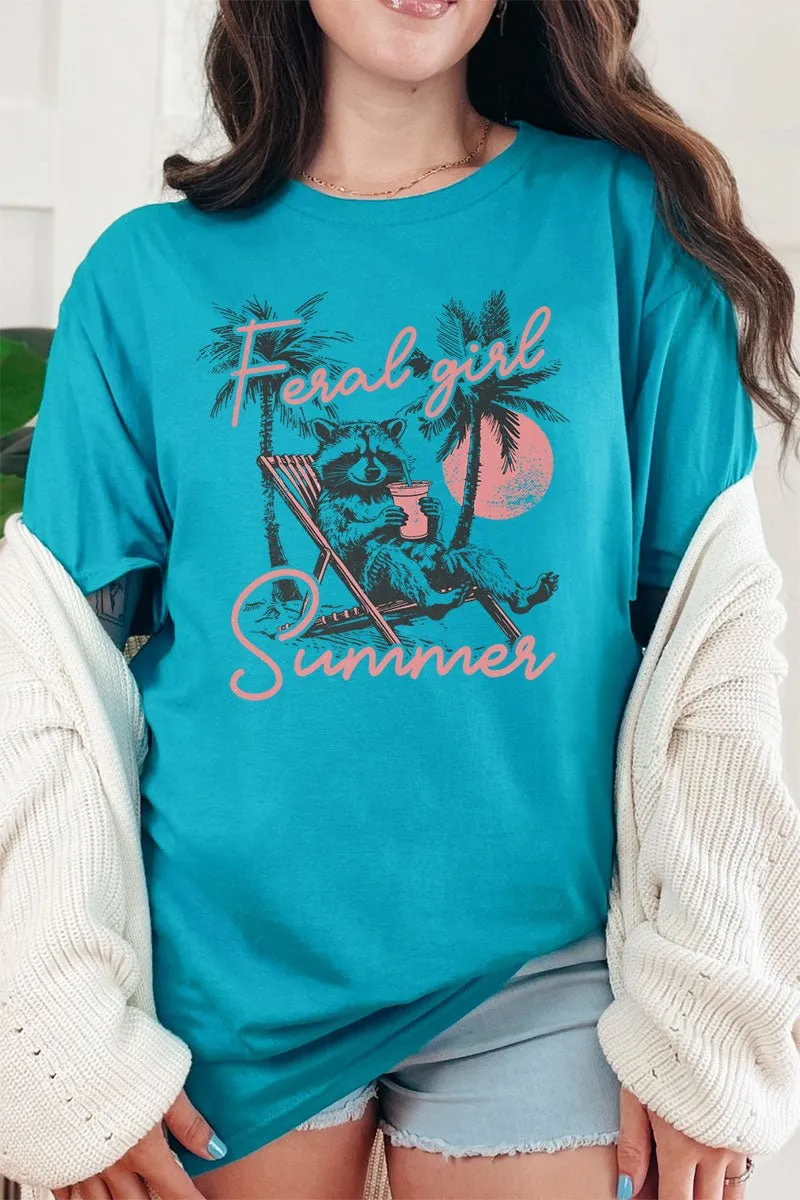 Feral Girl Summer Short Sleeve Relaxed Fit T-Shirt