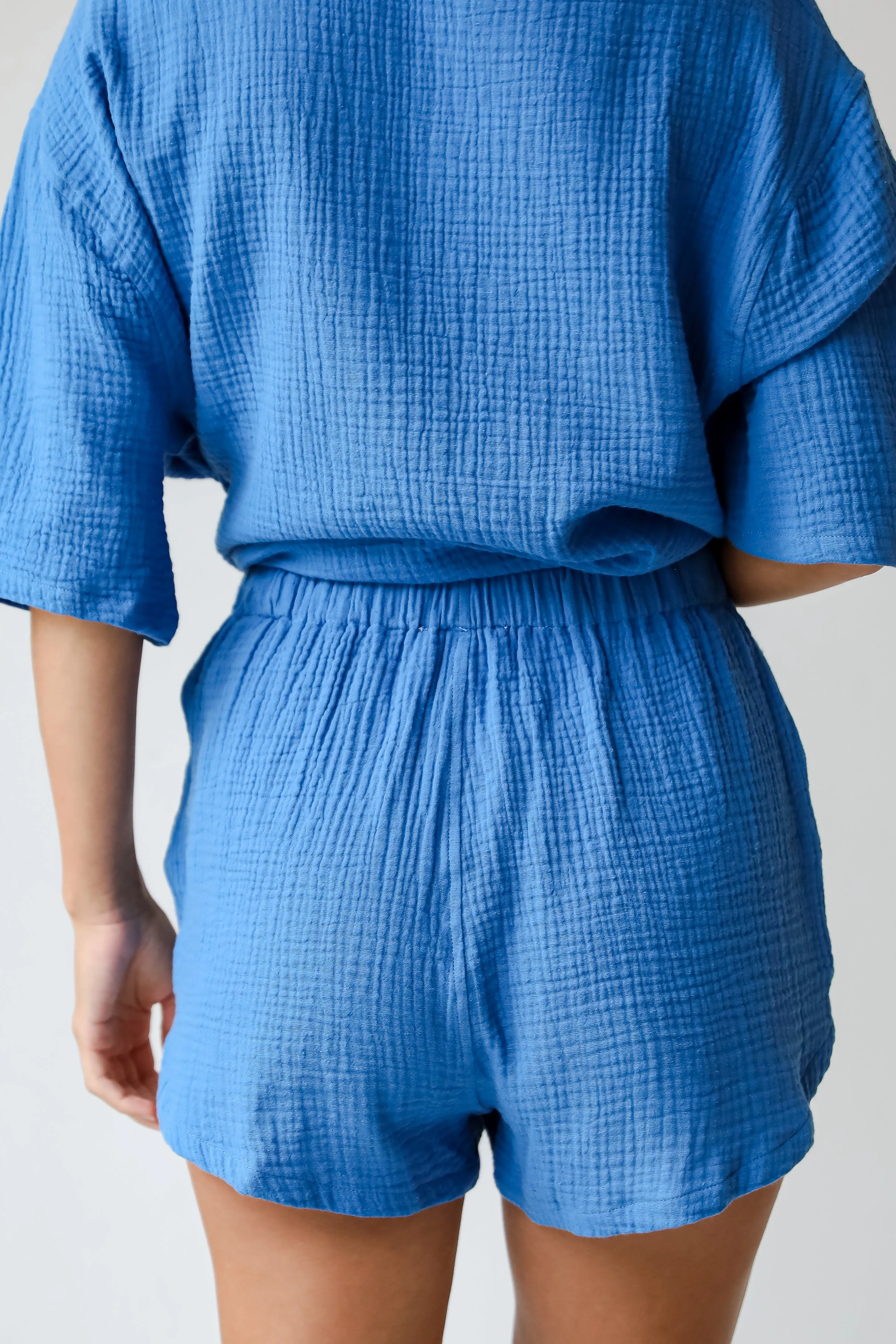 FINAL SALE - Stylish Ease Blue Linen Shorts - DU DEAL