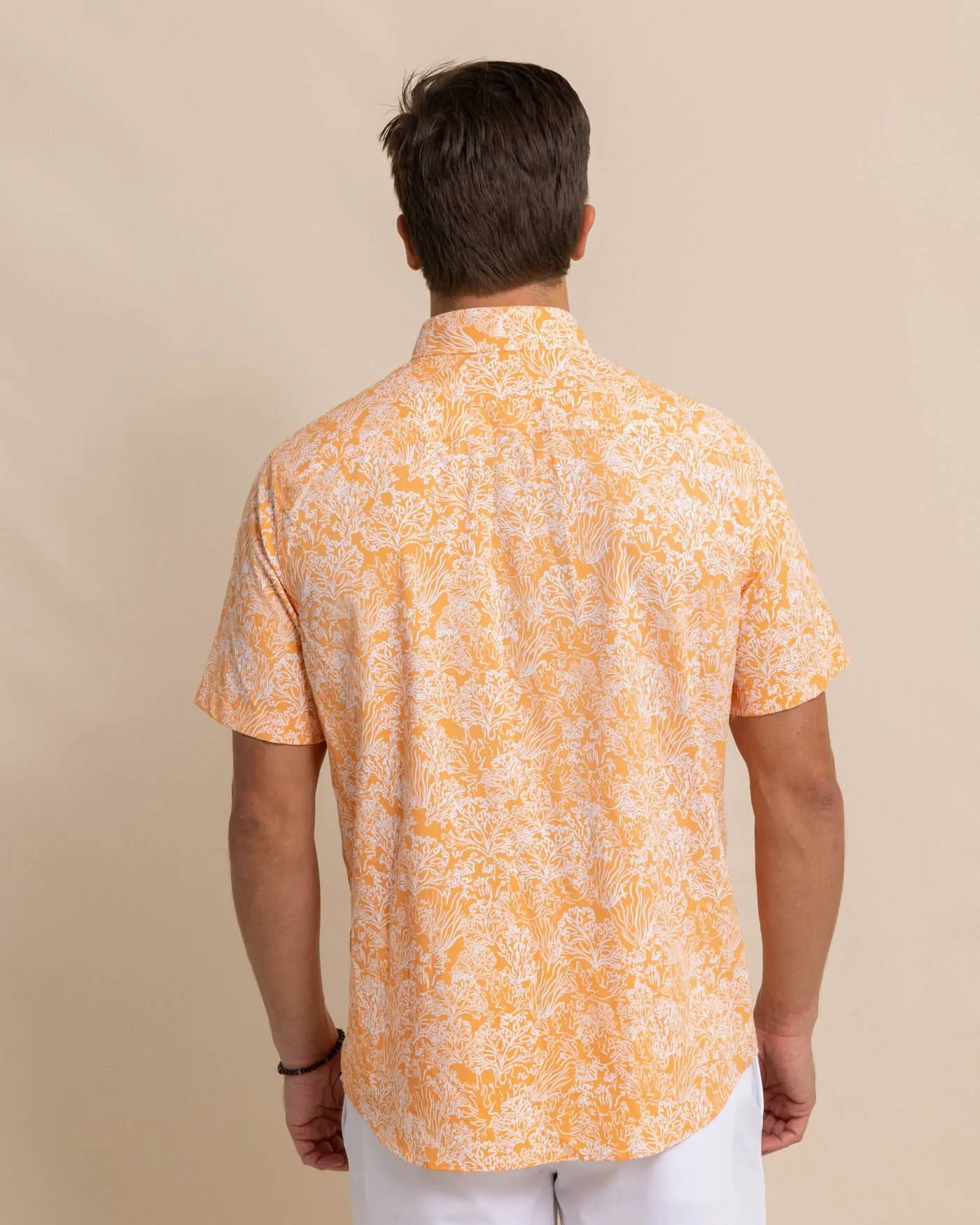 Floral Coral Intercoastal Short Sleeve Sport Shirt