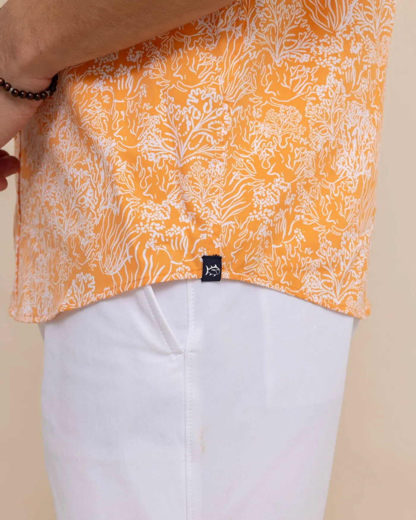 Floral Coral Intercoastal Short Sleeve Sport Shirt