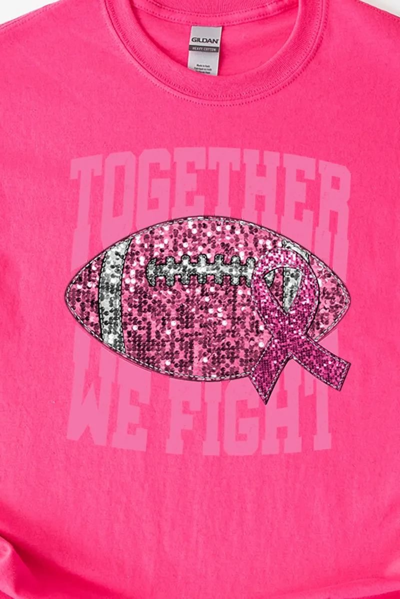 Football Together We Fight Pink Ribbon Short Sleeve Relaxed Fit T-Shirt