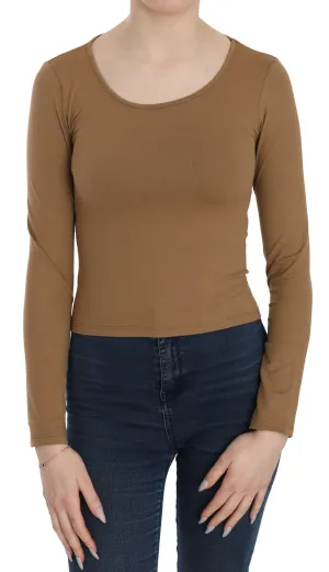 GF Ferre Elegant Brown Fitted Blouse for Sophisticated Evenings