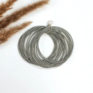 Guitar String Elastic Bracelet Set in Silver with a Pearl Charm