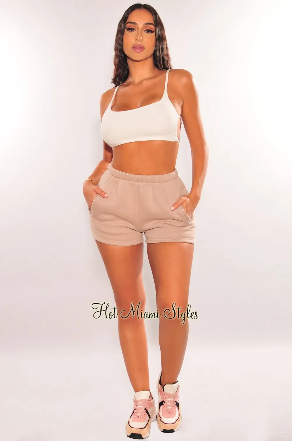 HMS Essential: Taupe High Waist Sweat Shorts