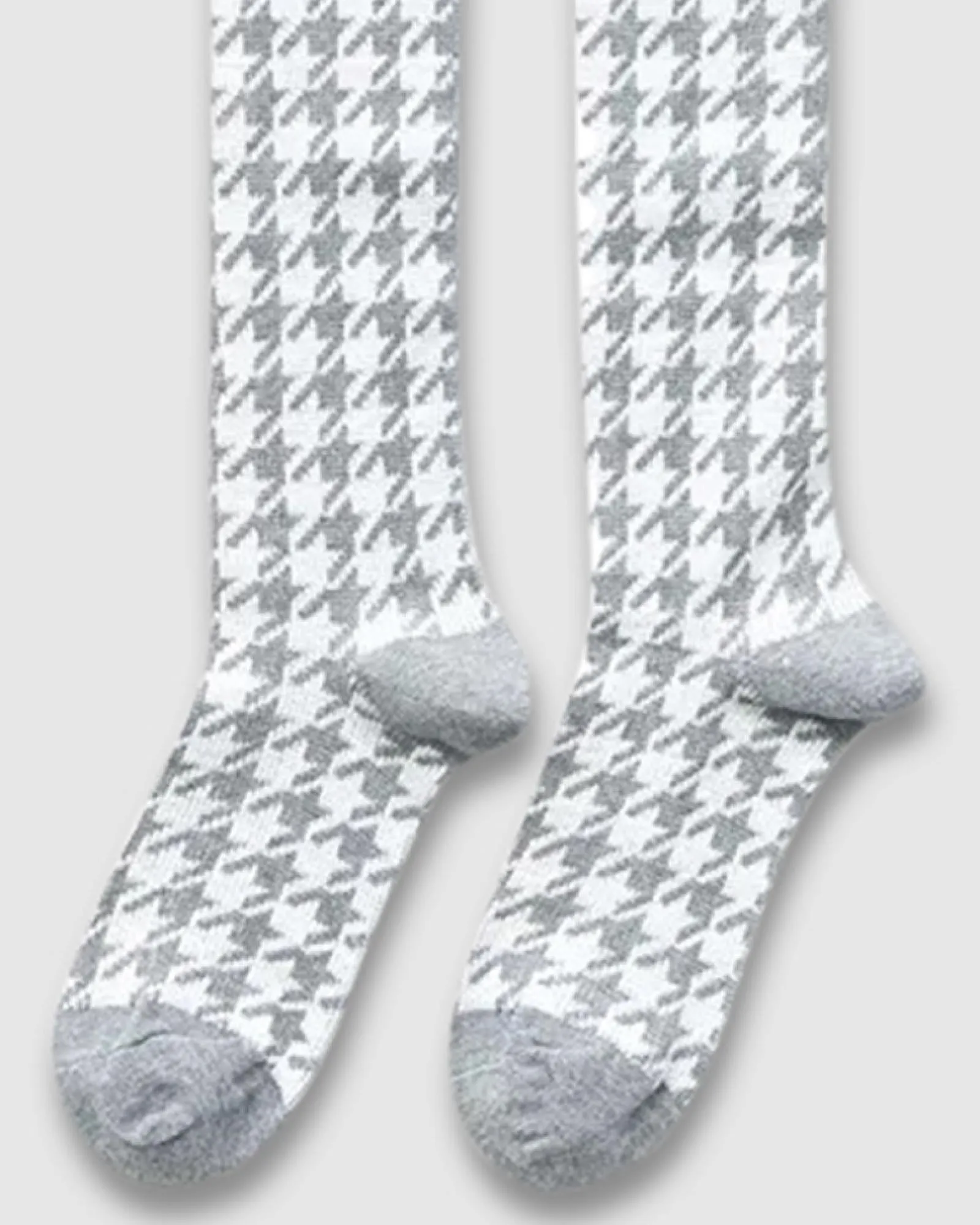 Houndstooth Knee High Socks - Grey