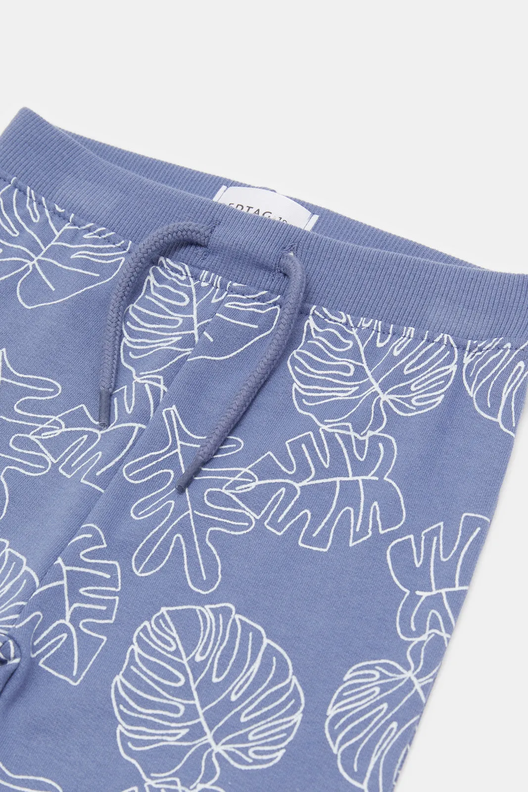 Infant Boys Blue Leaf Printed Active Pants