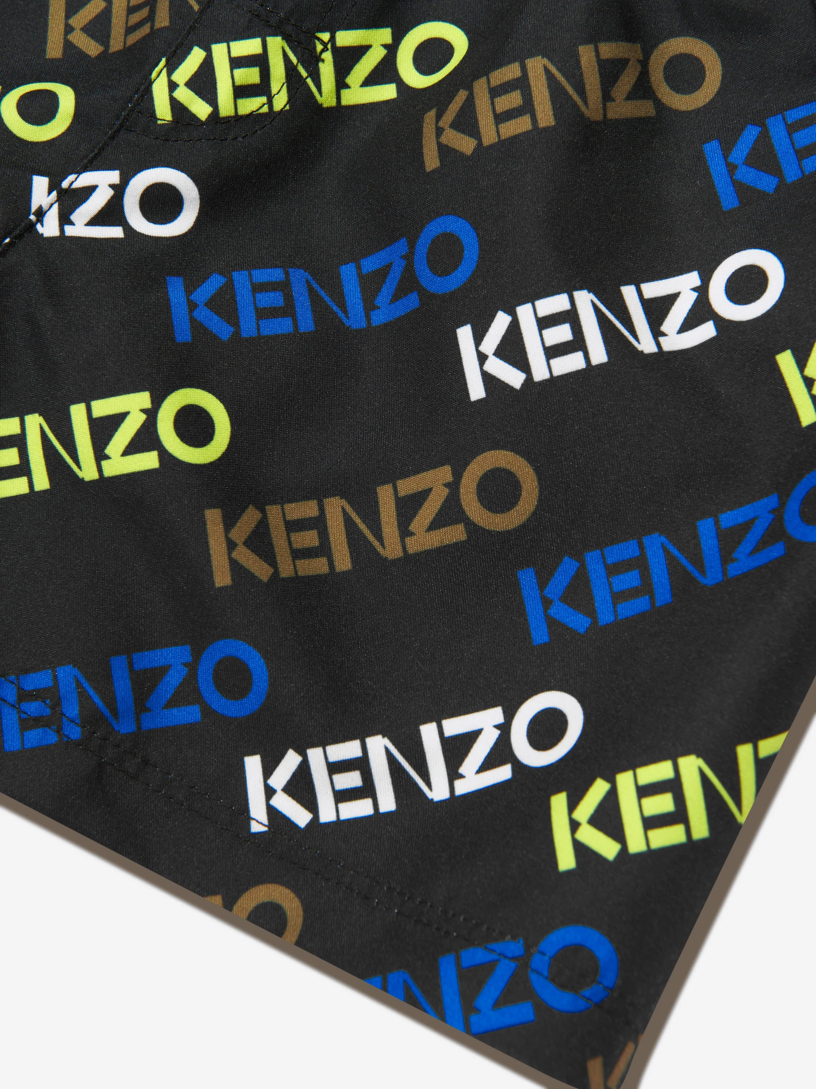 KENZO Boys Logo Print Swim Shorts in Black