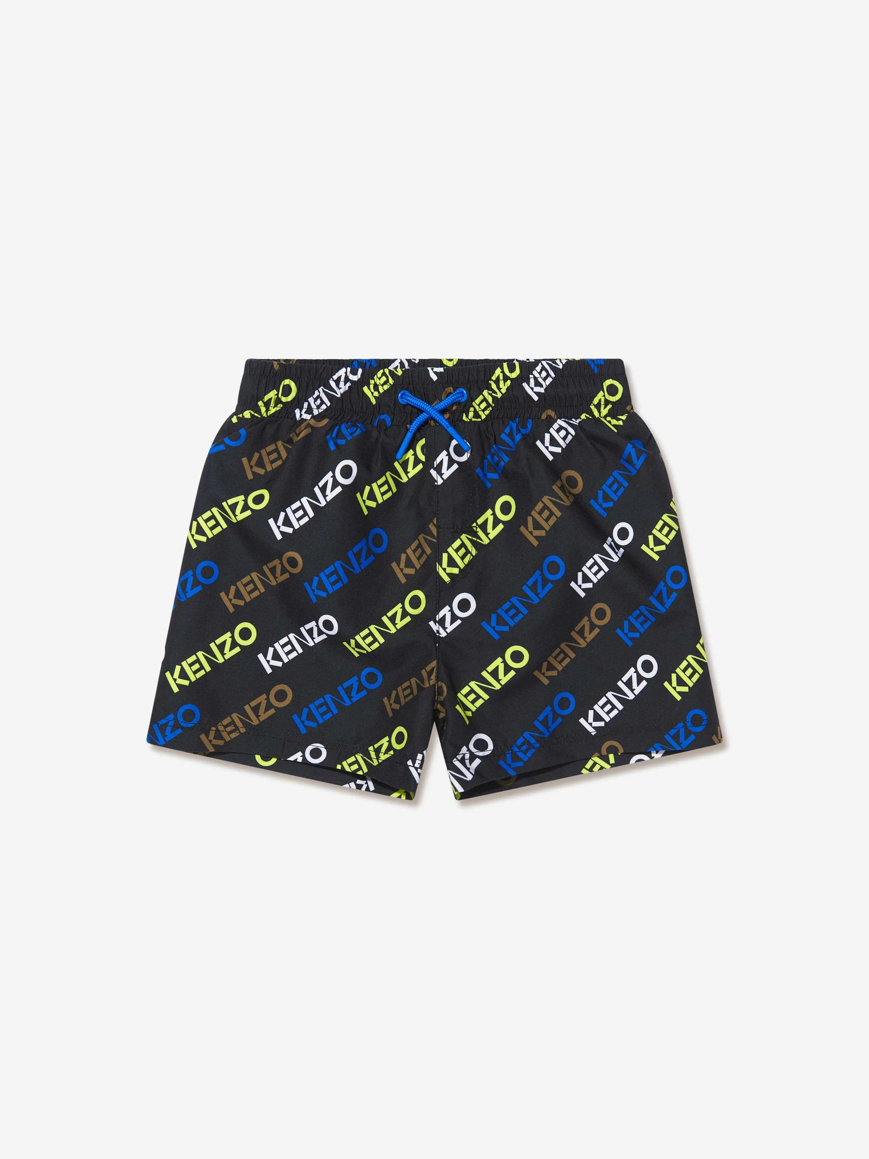 KENZO Boys Logo Print Swim Shorts in Black