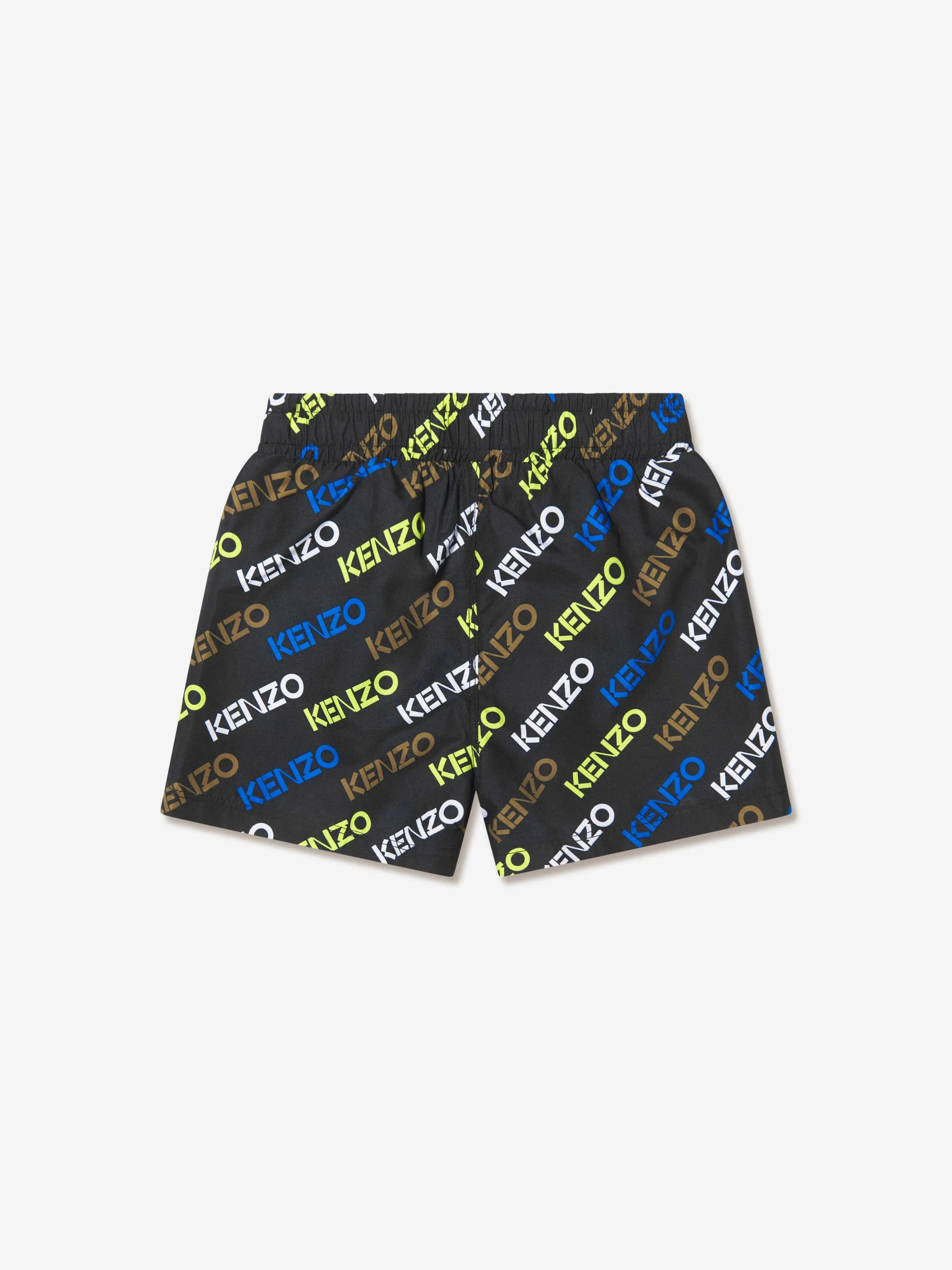 KENZO Boys Logo Print Swim Shorts in Black