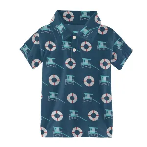 Kickee Pants Short Sleeve Polo - Deep Sea Lifeguard