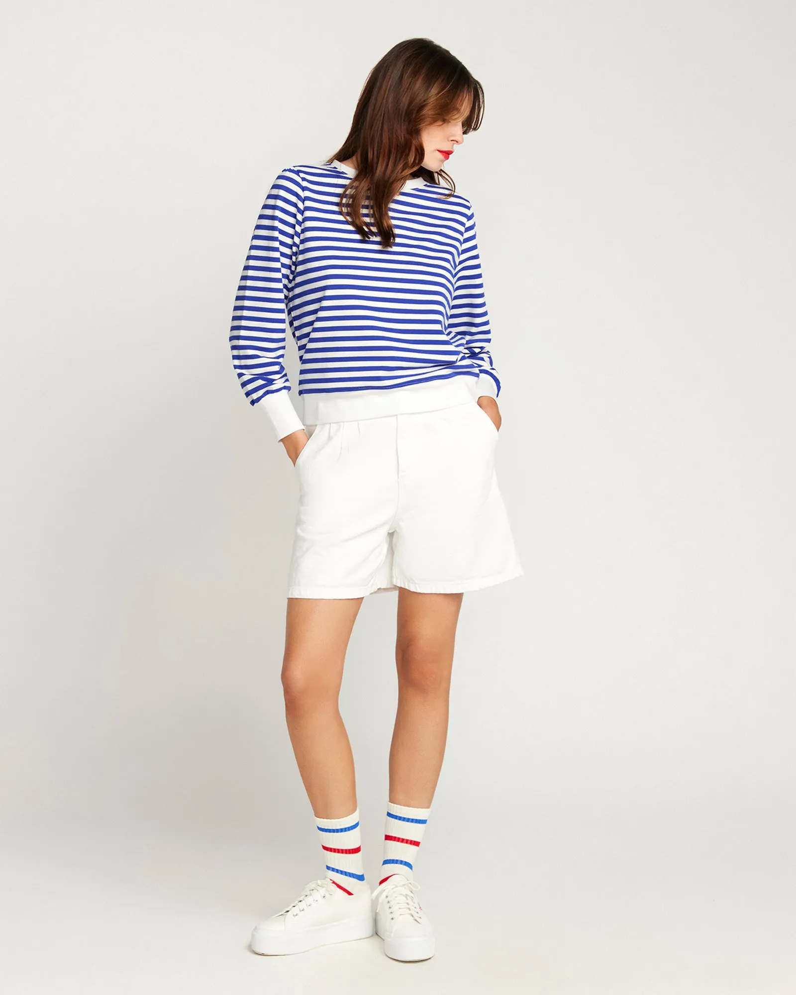 La Camille Breton Stripe Top - Royal Blue