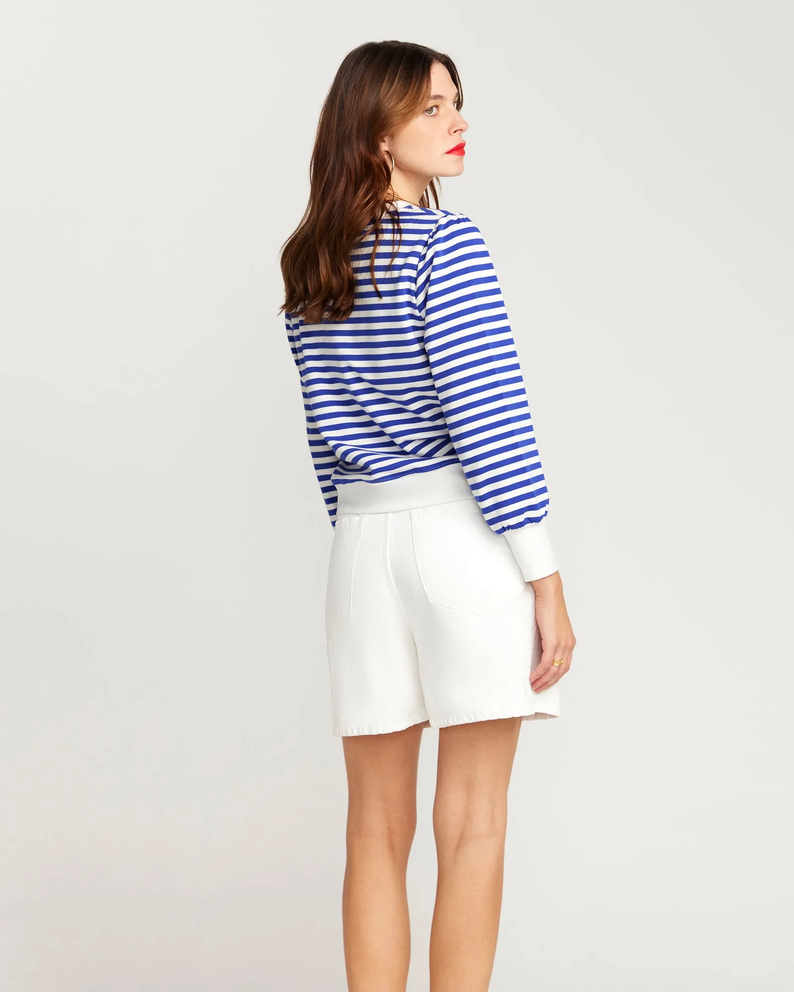 La Camille Breton Stripe Top - Royal Blue