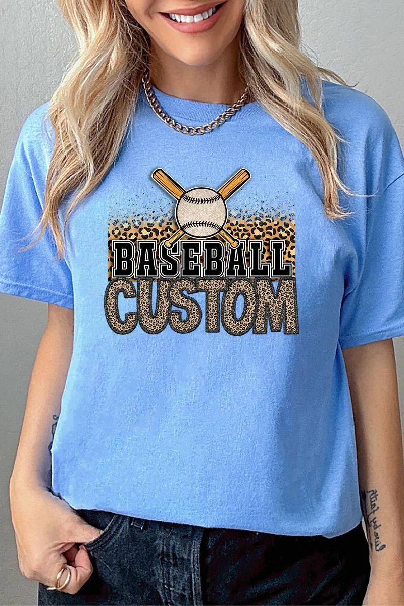 Leopard Baseball Custom Name Short Sleeve Relaxed Fit T-Shirt