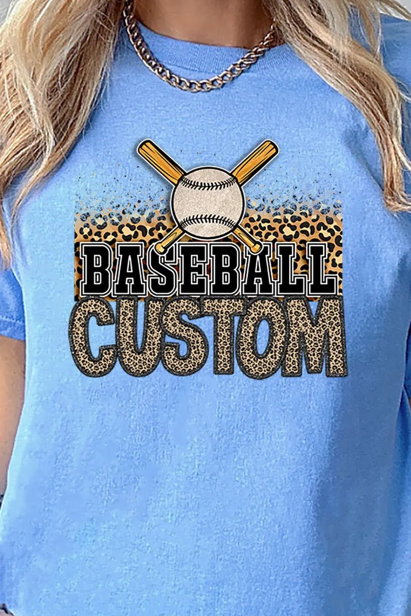 Leopard Baseball Custom Name Short Sleeve Relaxed Fit T-Shirt