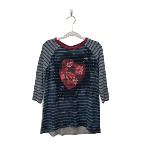 LS Striped Shirt / Heart   Flowers