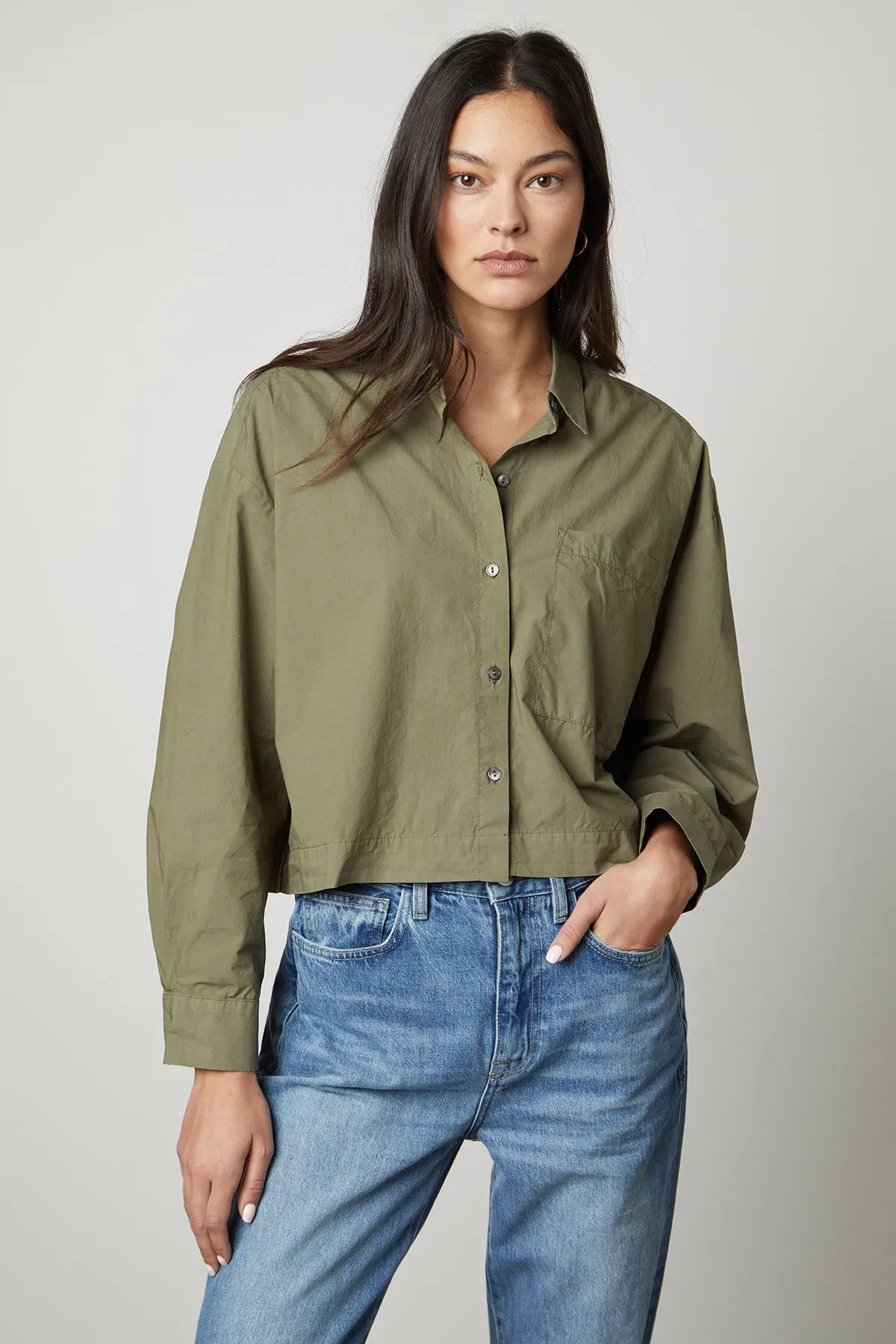 LUCILLE CROPPED BUTTON-UP SHIRT