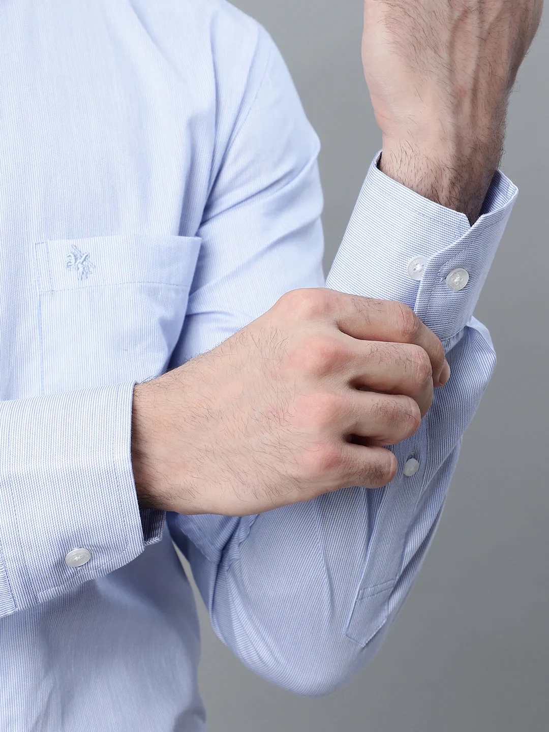 Men's Blue Formal Pin Stripe Full Sleeve Shirt