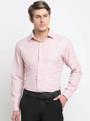 Men's Light Pink Formal Small Checks Full Sleeve Shirt