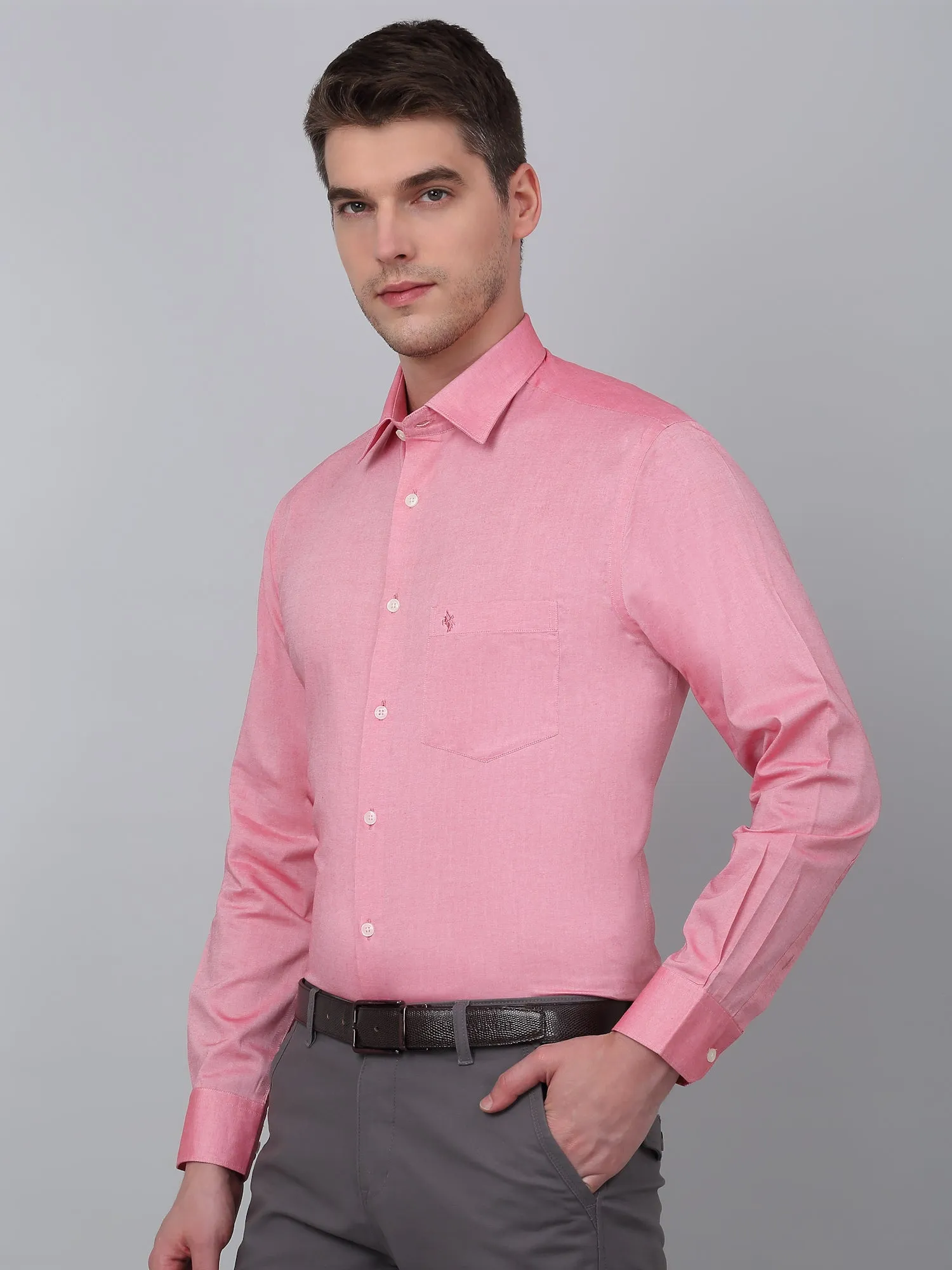 Men's Red Formal Plain Full Sleeve Shirt