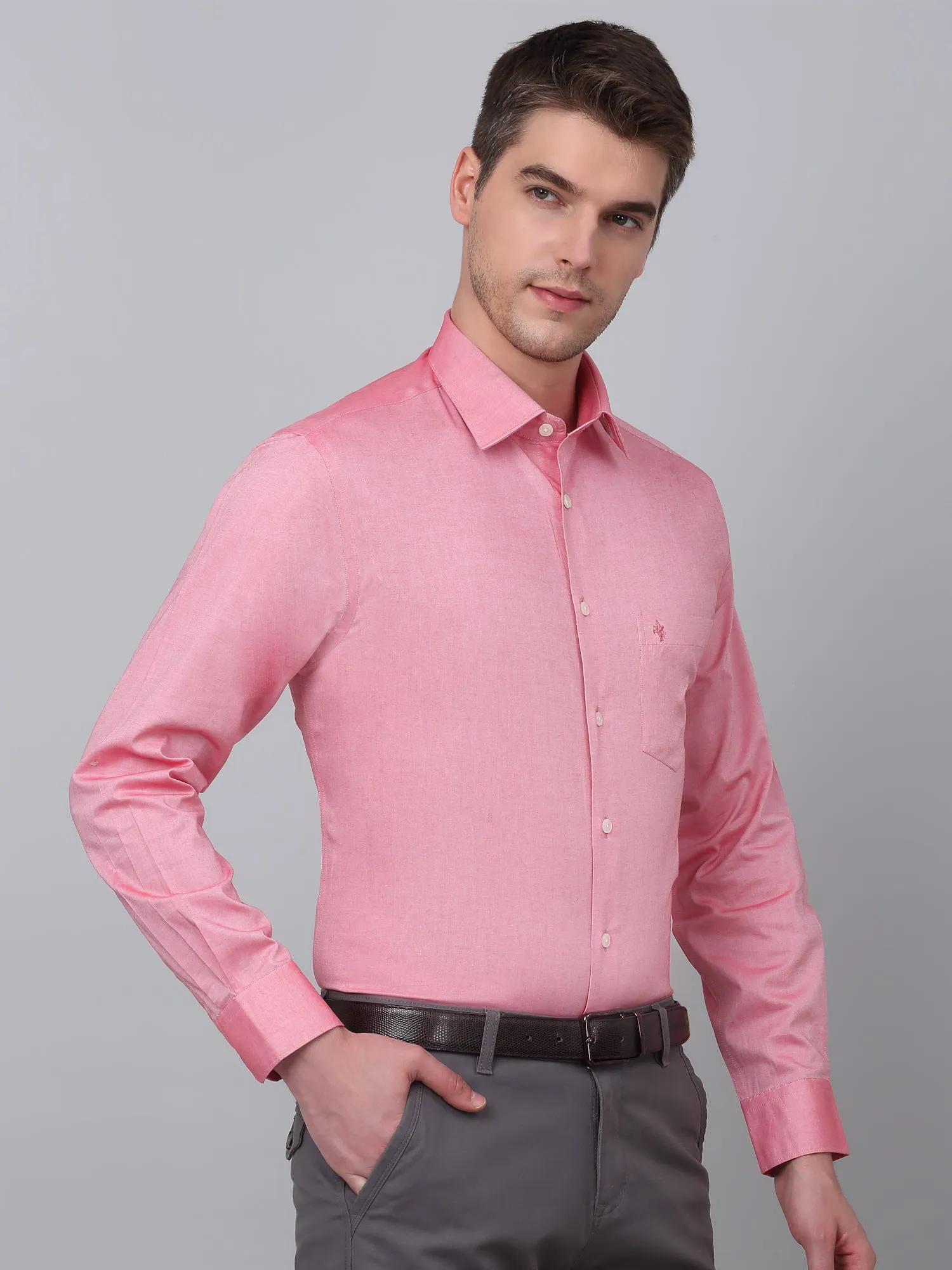 Men's Red Formal Plain Full Sleeve Shirt