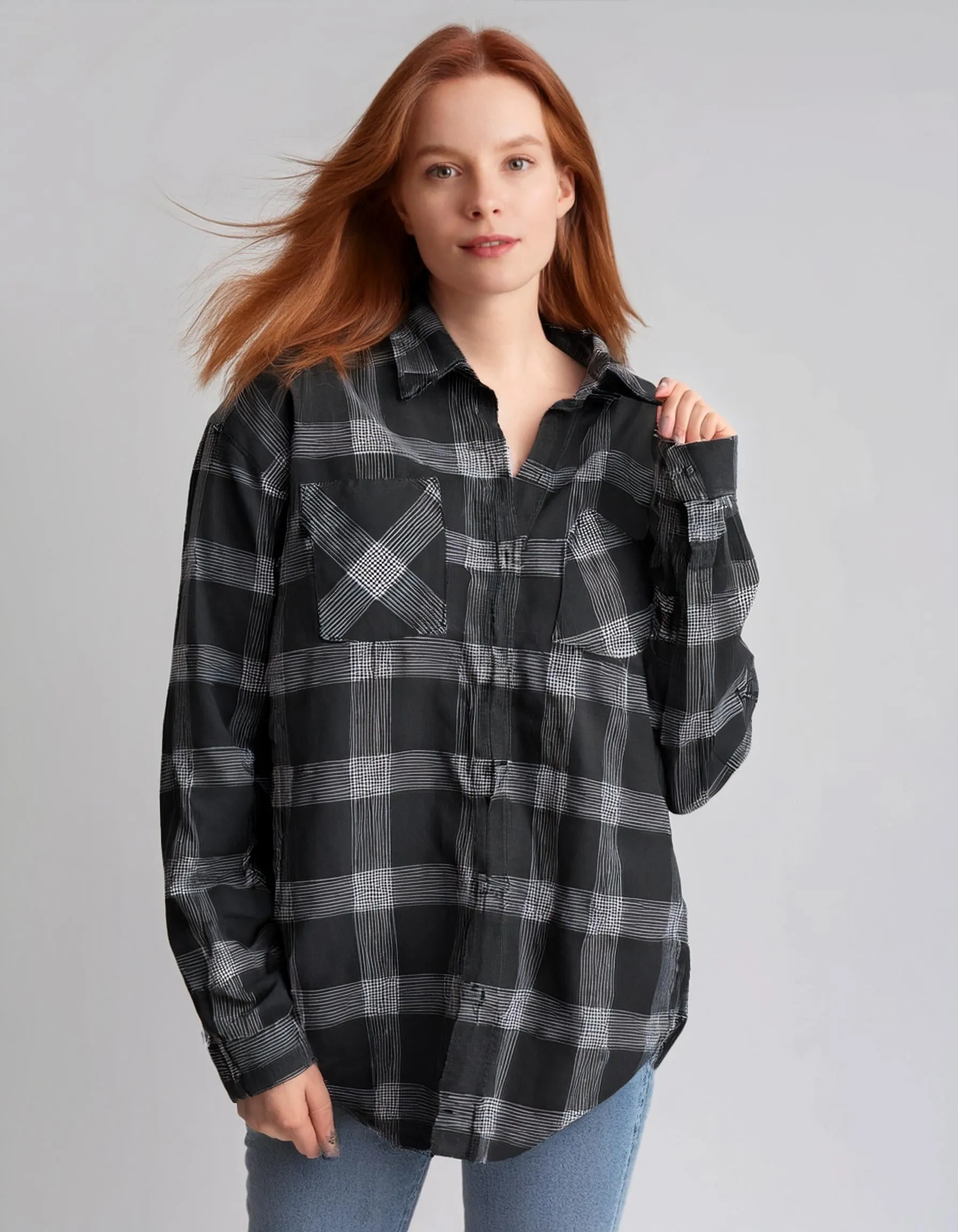 Midnight Black Check Flannel Shirt