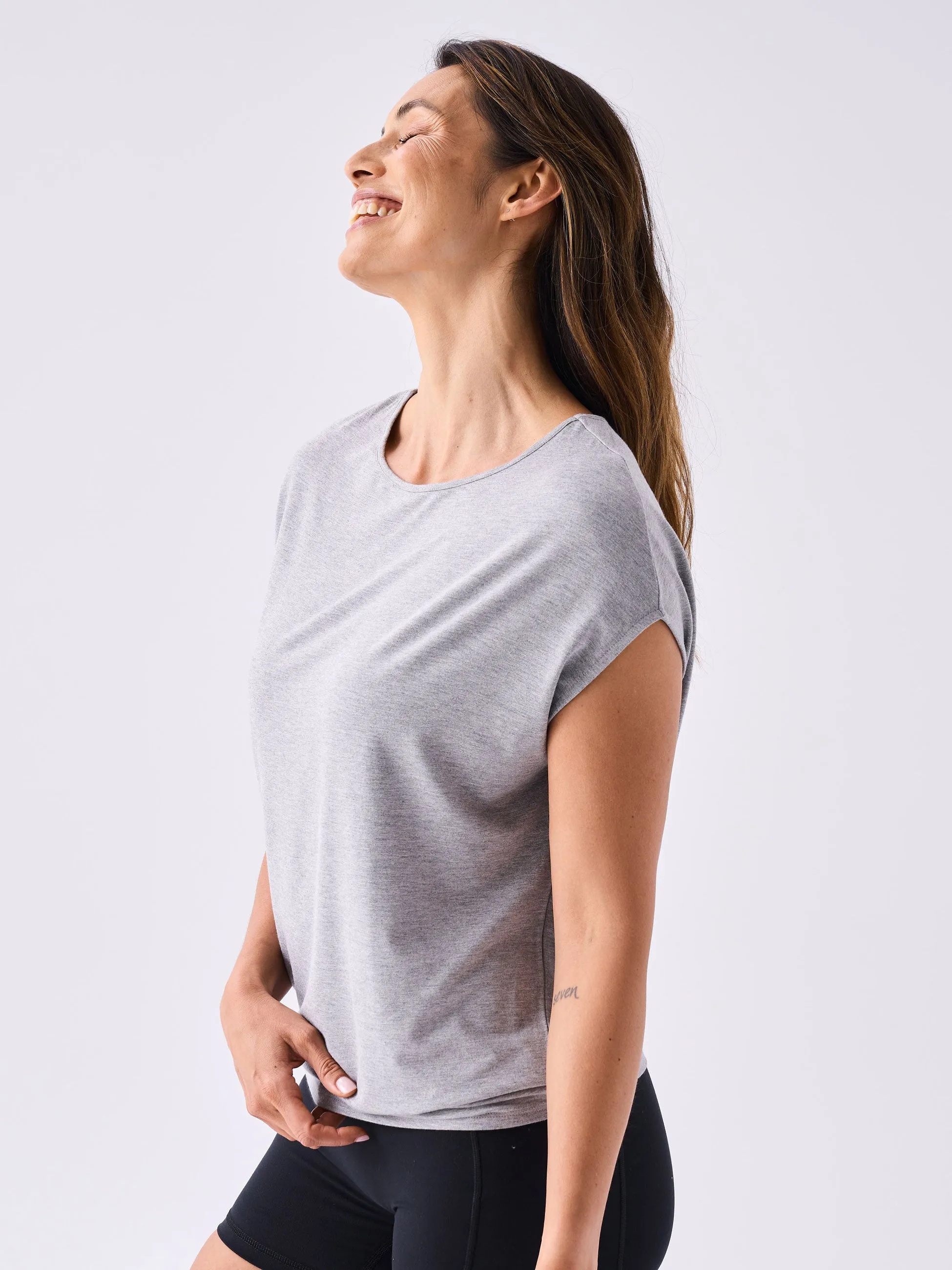 Modal Luxe Layer Tee - Melange Grey