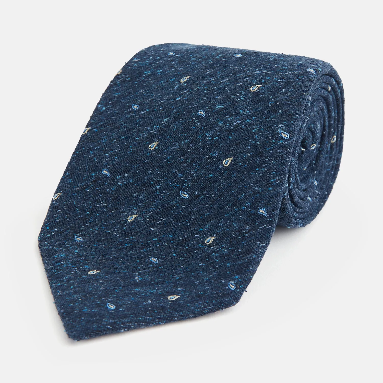 Navy Micro Paisley Silk Tie