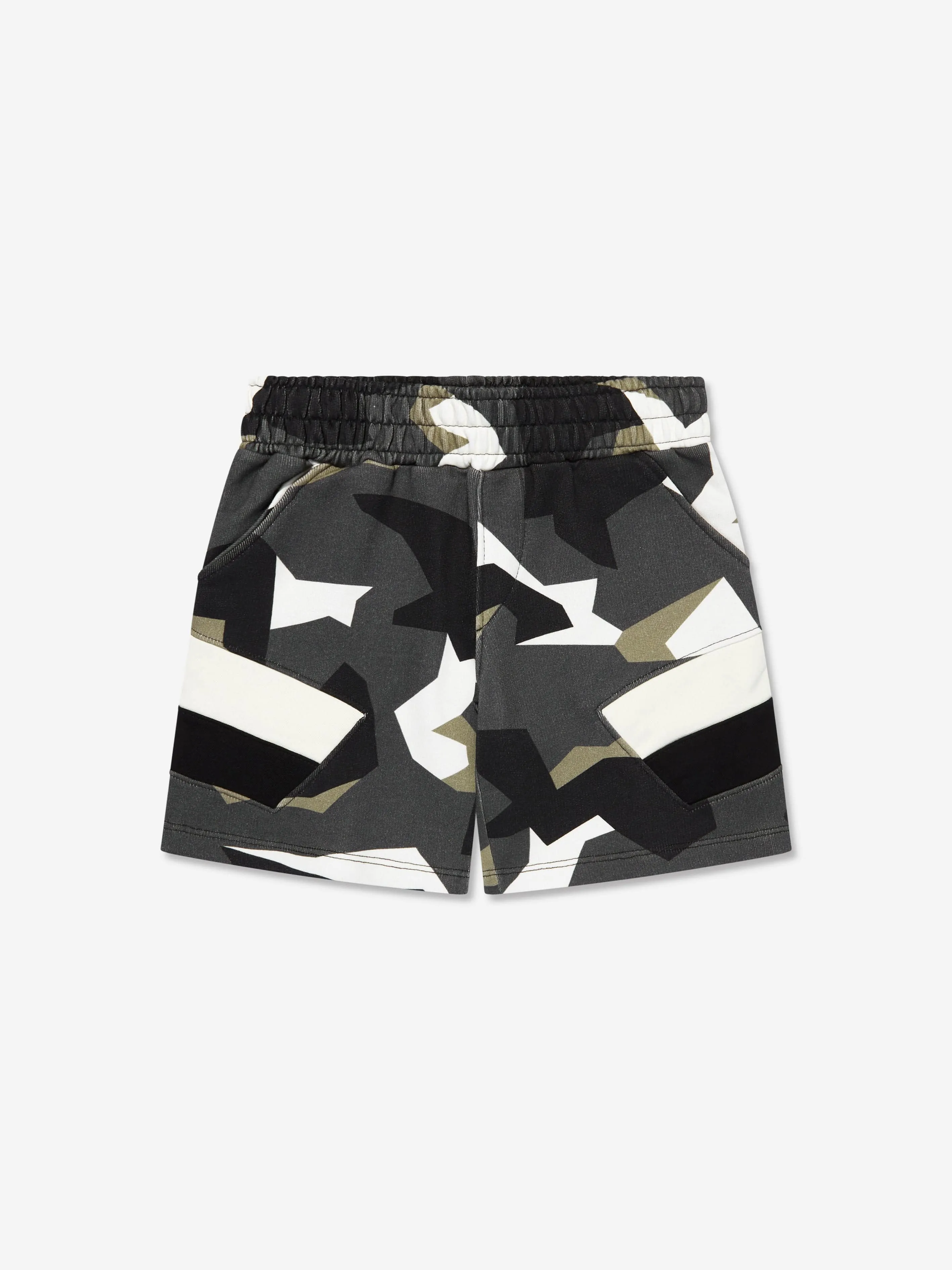 Neil Barrett Boys Geometric Camo Shorts in Grey