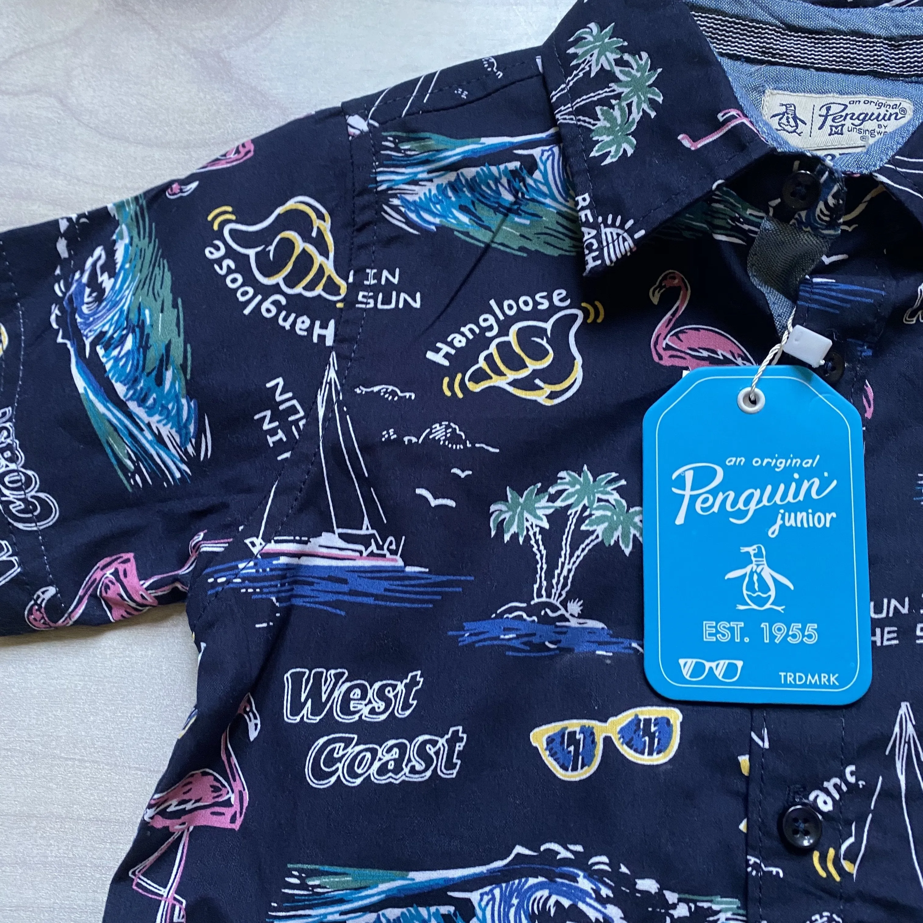 NEW Penguin Brand Beach Pattern Shirt & Short Outfit